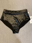 Kepblom Bikini Tankini Swimsuit Bottoms Womens size Medium Shiney Black High Cut
