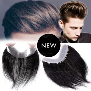 Men's Toupee 100% Remy Human Hair Hairpiece Wig Replacement System 150% Full PU - Picture 1 of 37