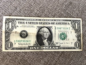 1963-B banconota da $1 Joseph Barr S/N G59873026 I vintage dollaro USA banconota Federal Reserve - Foto 1 di 4