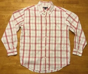 Gap Kids Boy's White & Red Plaid Long Sleeve Dress Shirt - Size: Large - Picture 1 of 11