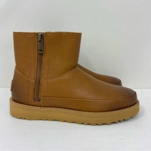 NWOT UGG Deconstructed Leather Mini Zip Chestnut Boots - 6 - Picture 1 of 9