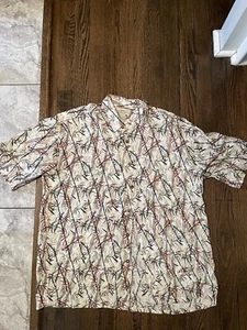 Natural Issue Short Sleeve Bamboo Floral Button Down Shirt Medium - Picture 1 of 12