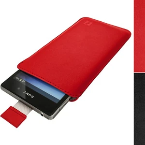 Rosso Custodia Case Cover Pouch Pelle per Sony Xperia Z1 C6902 & Z2 D6502 D6503 - Foto 1 di 6