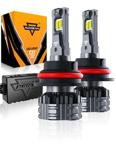 AUXBEAM 9007 HB5 LED Headlight Bulbs Canbus Kit 6500K White High Low Beam Light - Picture 1 of 12