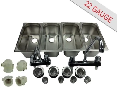 WATERWORKS CONCESSION SINKS 4 Compartment Concession Sink Portable 4 Traps Hand Washing Food Truck Trailer