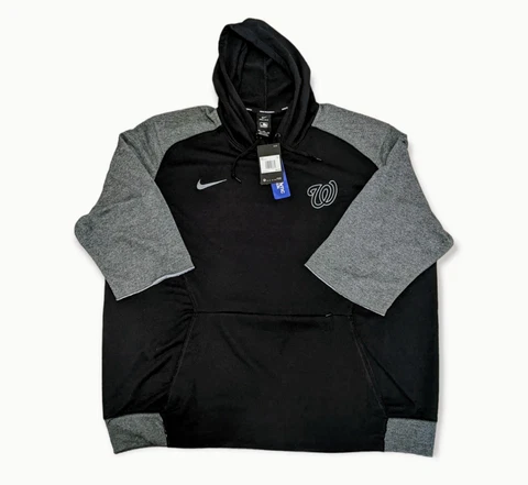 Nike Washington Nationals Men's 3XL MLB 3/4 Sleeve Pullover Hoodie Black NWT Cover