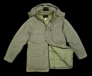 Parka Eddie Bauer Plumón de Ganso Superior Med Caqui Beige Capucha Polar Ártico de colección - Imagen 1 de 9