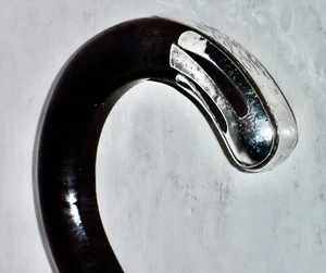 Antique Sterling Silver Strap Work Crook Handled Walking Stick Cane Mono-"MRM" - Picture 1 of 11