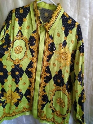 Camisa XXL de seda vintage de los años 80 METÁLICA SETA PER UOMO MEDUSA para hombre Foto 1 de 4