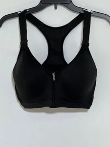 Victoria Secret VSX Sport Bra 34DD black zip front - Picture 1 of 5