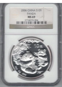 2006 SILVER CHINA 10 YUAN PANDA COIN NGC MS69 - Picture 1 of 2