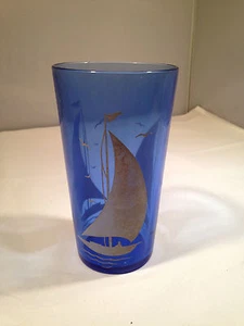 Depression Glass - "Sailboats" 4 7/8" 10oz. Ice Tea Tumbler  - Picture 1 of 4