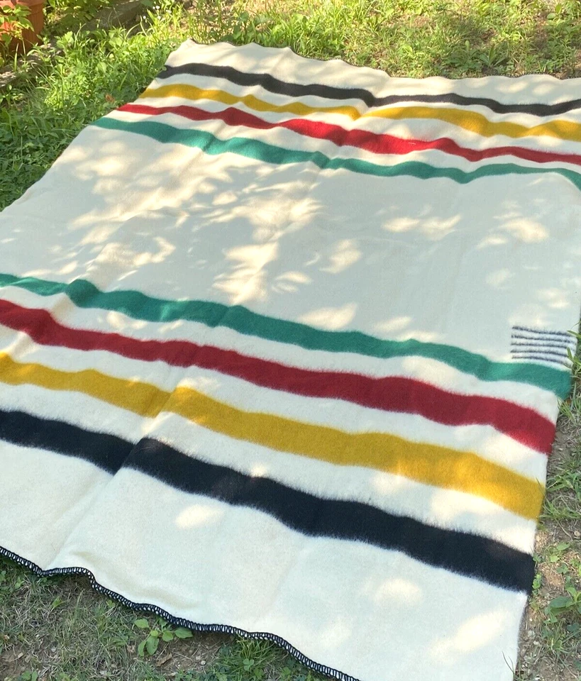 Luxus Wolldecke Handgewebt 100% Merinowolle Warm Hudson‘ Bay Style Naturbelassen - Bild 1 von 3