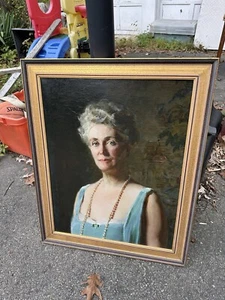 Antique Ernest L Ipsen Oil Painting Portrait Mrs Lewis B Stillwell Princeton NJ - Picture 1 of 16