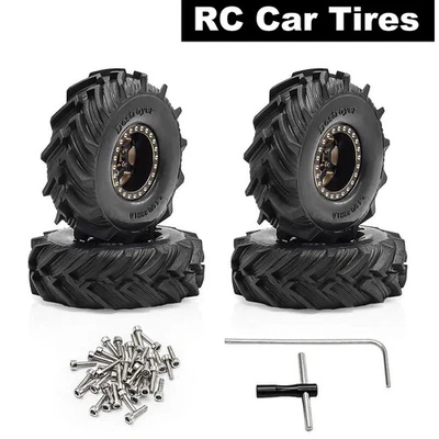 1.0 Brass Beadlock Wheels Tires For 1/18 TRX4M 1/24 Axial SCX24 Upgrade Parts US - Image 1 of 4