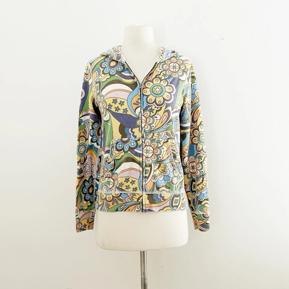 Lucky Brand Vintage Y2K Sweatshirt Size S Hoody Full Zip Groovy Retro - Image 1 of 4