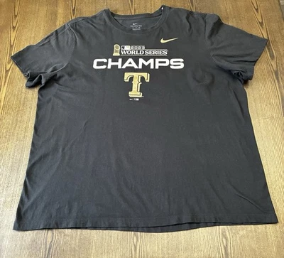 Camiseta Nike Texas Rangers 2023 Campeones Serie Mundial Hombre XXL Negra y Dorada Foto 1 de 4
