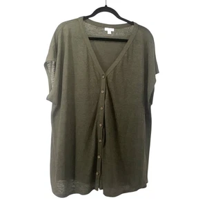 Love Linen J Jill Green Front Button Sleeveless Women Size XL 100% Linen Beach - Picture 1 of 5