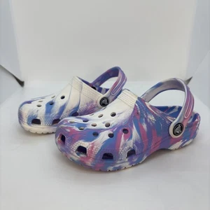 Crocs Purple Lavender Tie Dye Swirl Kids Iconic Comfort Slip-on Size C12 - Picture 1 of 11