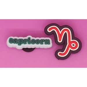 Croc Jibbitz Set of 2 Shoe Charms CAPRICORN Spelled Out & Capricorn Sign Symbol - Picture 1 of 2