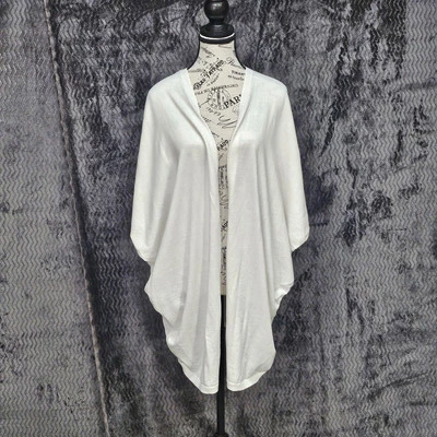 Lafayette 148 Cardigan Womens M/L White Cotton Silk Blend Open Knit Sheer Duster - Image 1 of 4