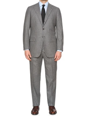 KITON Napoli Handmade Gray Wool Flannel Classic Suit NEW - Image 1 of 4