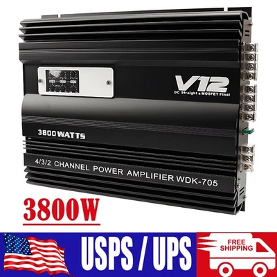 LGJ.2023 3800W 4/3/2 Channel RMS Class D Subwoofer Power Car Amplifier 12V