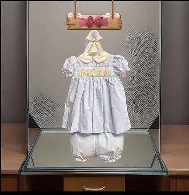 Conjunto de vestido ajustado Petit Ami para niñas y flores Pascua 2 piezas lazo gratis 3 meses nuevo con etiquetas Foto 1 de 4