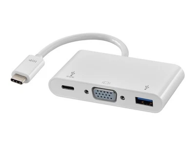 Monoprice USB-C VGA многопортовый адаптер - белый, с подключением USB 3.0 - Изображение 1 из 4