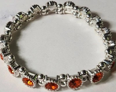 Orange Collectible Stretch Tennis Bracelet (17 Stones) Heavy Duty  - Image 1 of 3