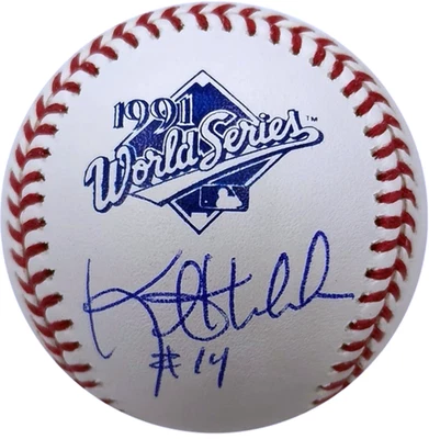 Kent Hrbek 亲笔签名罗林斯 1991 年世界系列棒球明尼苏达双胞胎 OMLB — 第 1/3 张图片