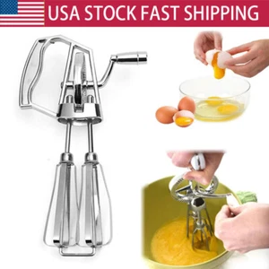 Egg Beater Hand Crank Style Rotary Hand Whip Whisk Kitchen Cooking Tool - Picture 1 of 13