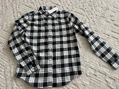 Boy's JANIE & JACK size 12 Black/White Plaid Flannel Shirt - NWT's - Image 1 of 2