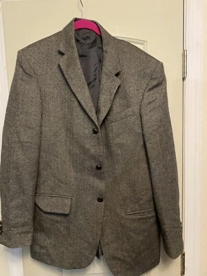 Men’s Merona Blazer Jacket 100% Wool Black Gray Herringbone 40 R - Image 1 of 4
