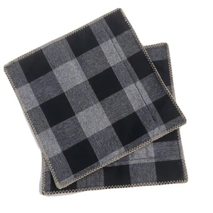 Throw Pillow Cover Buffalo Check Trimmed Edge Zipper Farmhouse decorUhome Pair 2 - Picture 1 of 7