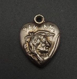 1901 Pan American Expo Native Pan-Am Puffy Heart Vintage Sterling Bracelet Charm - Picture 1 of 3