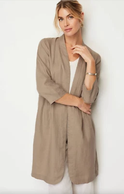J.Jill ~ MT ~ NEW Stylish Pure Jill Linen Duster Jacket ~ Sandbar ~ NWT LASTONE! - Image 1 of 4