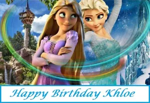 Frozen Elsa and Rapunzel Edible Cake Toppers Decoration - Picture 1 of 1