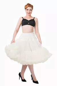 Ivory 50s Rockabilly Retro Super Soft 26 inches Petticoat Skirt BANNED Apparel - Picture 1 of 1