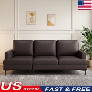 Luxury Genuine Leather Match Contemporary Sofa Set W/USB Charger,3 Seats Coach - Picture 1 of 7