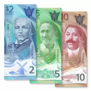 Juego de Barbados: 2, 5 y 10 dólares, 2022, B239–B241, UNC - Imagen 1 de 5