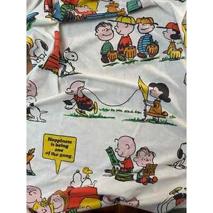 Vintage 1971 Happiness is Snoopy Peanuts Gang Twin Flat Sheet - Picture 1 of 7