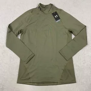 Under Armour Shirt Mens Large Army Green ColdGear Compression Fitted Mock Neck - Picture 1 of 12