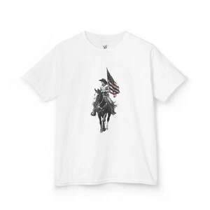 Patriotic Kids T-Shirt Horse Rider Tee 4th of July Outfit American Flag Cowboy - Picture 1 of 156