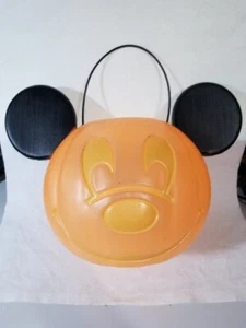 Disney Mickey Mouse HALLOWEEN PUMPKIN Trick or Treat Candy Bucket/Pail/Blow Mold - Imagen 1 de 9