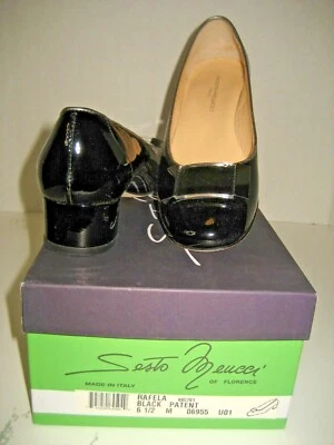 NUEVO Sesto Meucci Mujer EE. UU. 6.5 Rafela Negro Charol Tacón Zapatos Zapatos Caja Foto 1 de 4