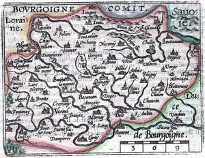 FRANCE BOURGOGNE  "Bourgoigne" 1602 Ortelius / Vrients ORIG. ANTIQUE - Picture 1 of 5
