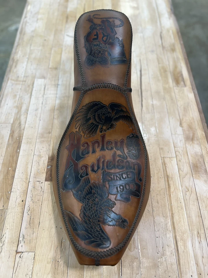 One Of A Kind Leather Le Pera Silhouette Seat Harley Softail Ratfink Hand Stitch - Image 1 of 4