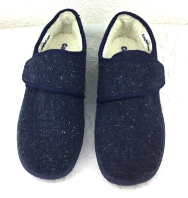 Zapatillas Cosyfeet Talla 9 Hombre Azul Richie Extra Amplias Cálidas Plantilla Extraíble Foto 1 de 4