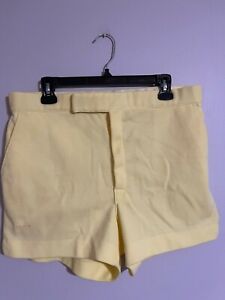 Vintage Arrow Casual Wear Tournament Pastel Yellow Tennis Shorts - Men's 36